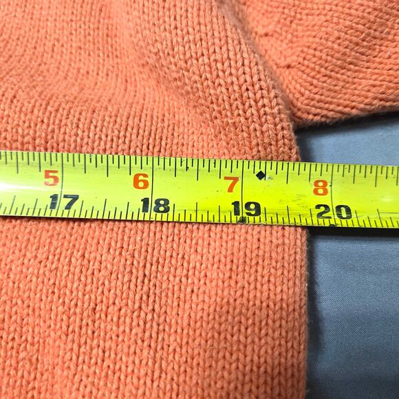 LL Bean Sz Small Mens Orange 1/4 Zip Pull Over Sweater - Picture 4 of 7